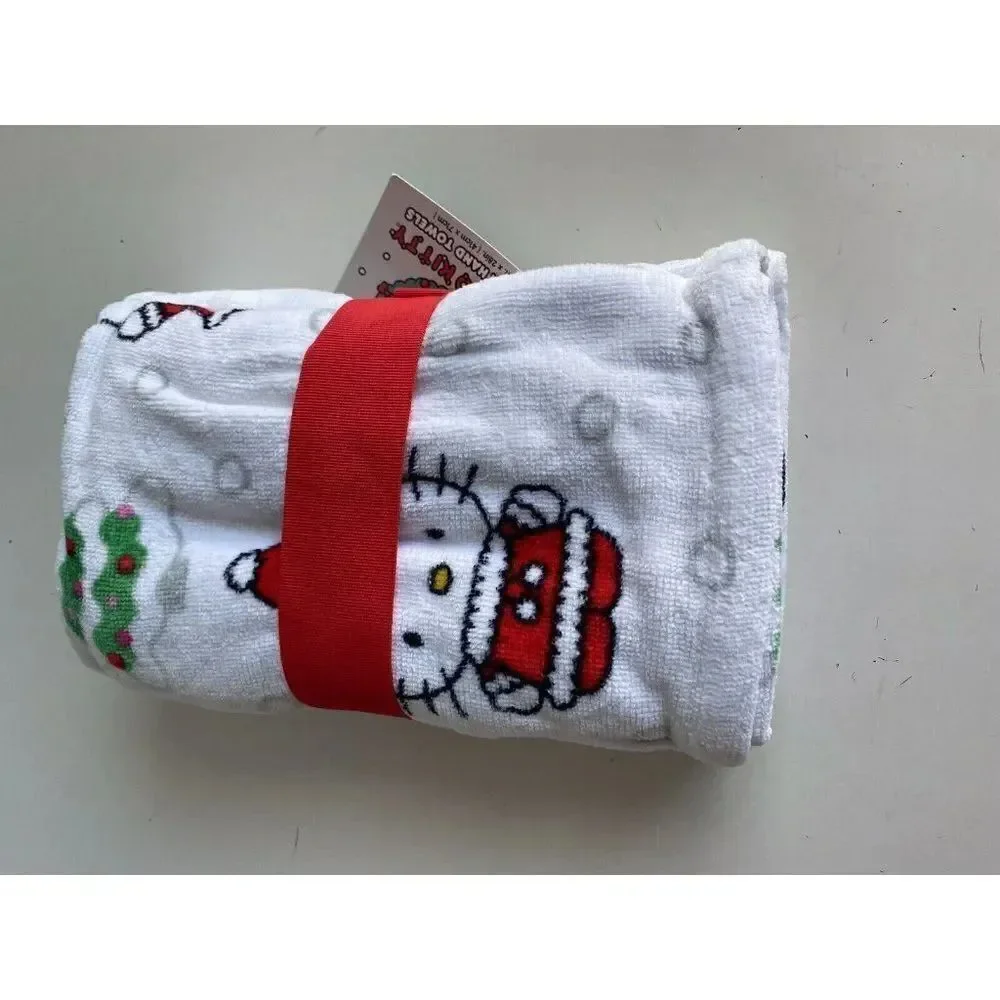 Set Of 2 Sanrio Hello Kitty Christmas Tree SanTa Suit Hand‎ Towels NEW